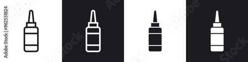 Nasal spray bottle line icon vector illustration set.