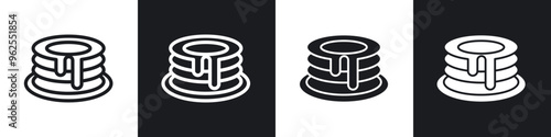 Pancakes line icon vector illustration set.
