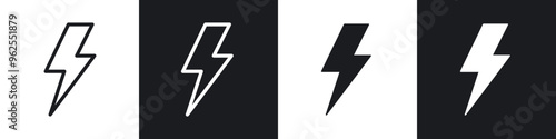 Thunder bolt line icon vector illustration set.