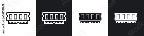 RAM memory line icon vector illustration set.