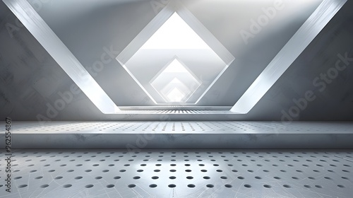 Fototapeta Naklejka Na Ścianę i Meble -  A large, empty room with a white ceiling and white walls