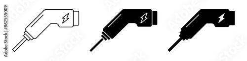 charger connector icon set, electric car charging plug symbol. simple and modern design