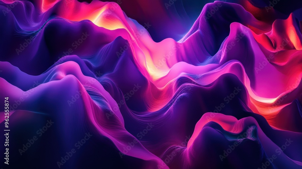 Fototapeta premium Abstract Wavy Landscape with Vivid Purple and Pink Hues
