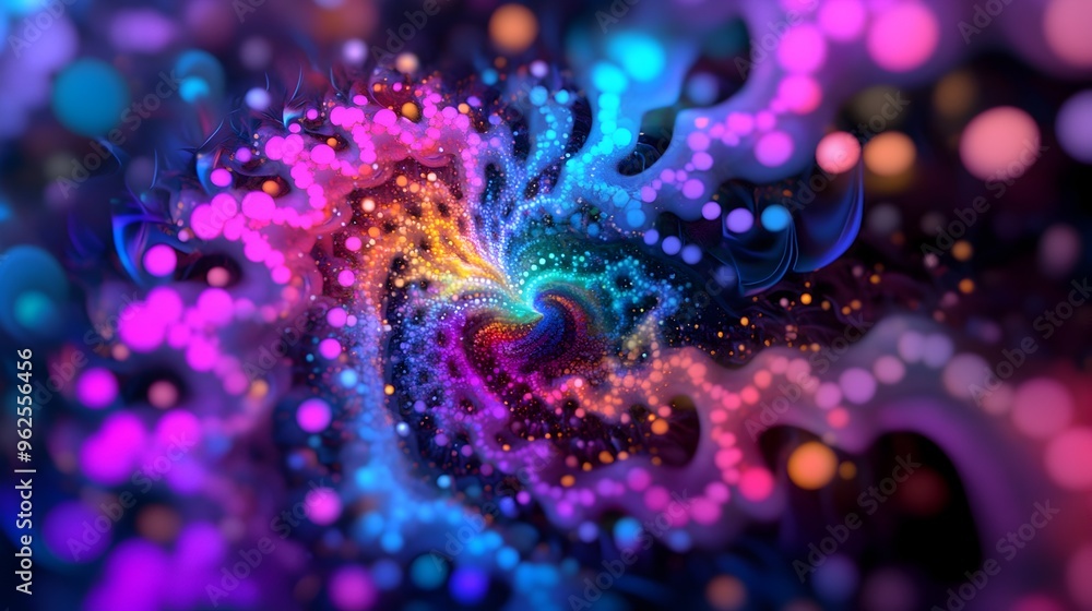Glowing Ethereal Fractal Formations of Vibrant Iridescent Crystalline Structures Glowing Ethereal Fractal Formations of Vibrant Iridescent Crystalline Structures