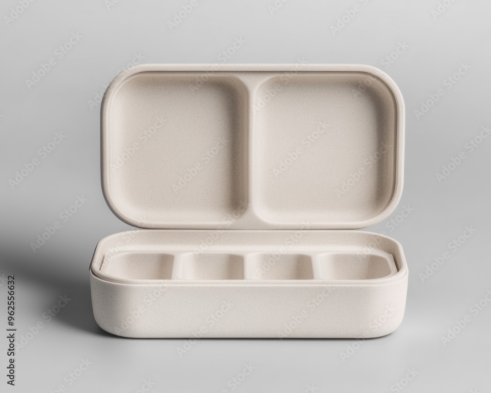 Minimalistic beige lunch box with compartments, perfect for meal prep and on-the-go dining. Stylish, functional, and reusable. Minimalistic beige lunch box with compartments, perfect for meal prep and on-the-go dining. Stylish, functional, and reusable.