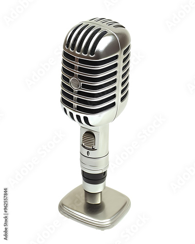 Vintage Silver Microphone on Stand photo