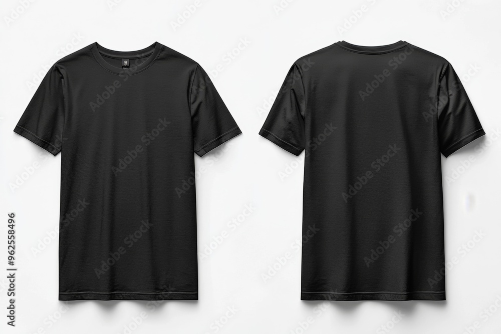 Black Tshirt Mockup Front and Back Isolated created with Generative AI Black Tshirt Mockup Front and Back Isolated created with Generative AI