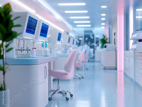 Modern Medical Laboratory with State of the Art Equipment and Subtle Pastel Tones