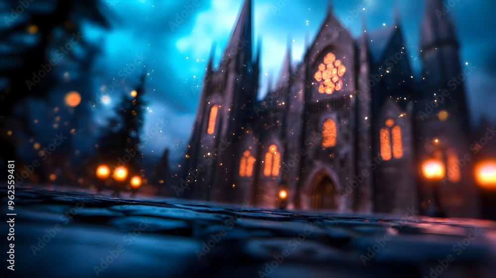 Fototapeta premium Immersive Gothic Cathedral Experience in Mixed Reality Office Setting