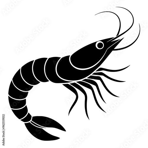 Black silhouette of beautiful Shrimp 