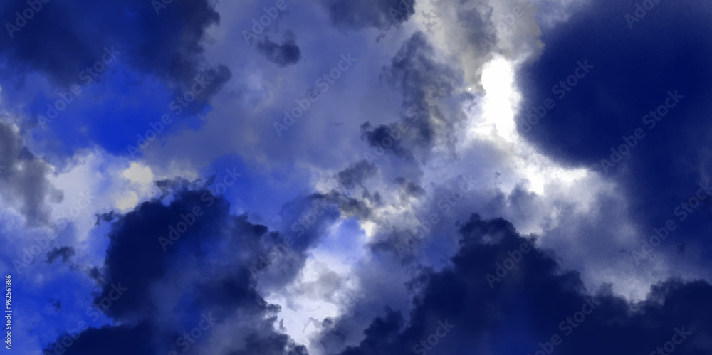 Obraz premium Abstract blue background pattern in grunge texture design. modern watercolor design wash aqua painted texture close up, Lightning, thunder cloud dark cloudy sky