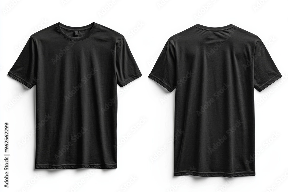 Black Tshirt Mockup Front and Back Isolated created with Generative AI Black Tshirt Mockup Front and Back Isolated created with Generative AI