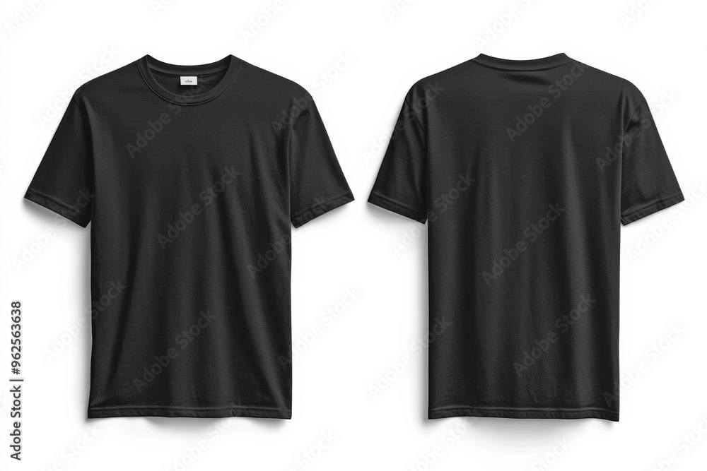 Black Tshirt Mockup Front and Back Isolated created with Generative AI Black Tshirt Mockup Front and Back Isolated created with Generative AI