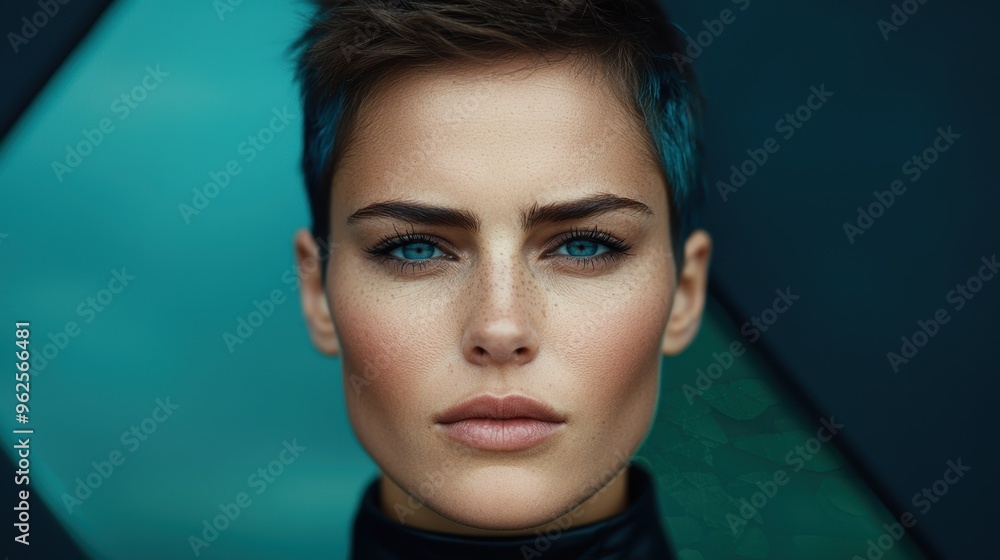 Captivating portrait of a woman with striking blue eyes Captivating portrait of a woman with striking blue eyes