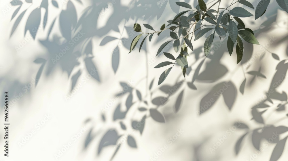 An abstract silhouette of tree branches with natural leaves casting shadows on a white background, illuminated by morning sunlight, creating a serene and airy effect.
An abstract silhouette of tree branches with natural leaves casting shadows on a white background, illuminated by morning sunlight, creating a serene and airy effect.