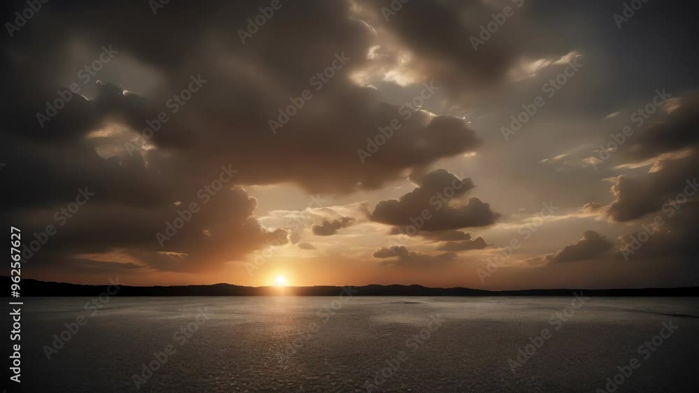 Sunset Over Water with Dramatic Clouds Sunset Over Water with Dramatic Clouds