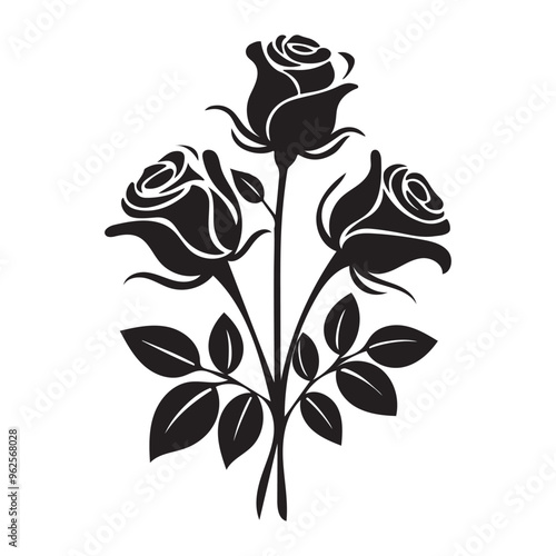 A Luxurious Bouquet of Red Roses. Classic black and white background Rose Bouquet