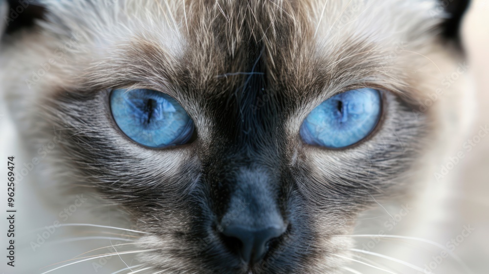 Close-up Portrait of a Cat with Striking Blue Eyes Close-up Portrait of a Cat with Striking Blue Eyes
