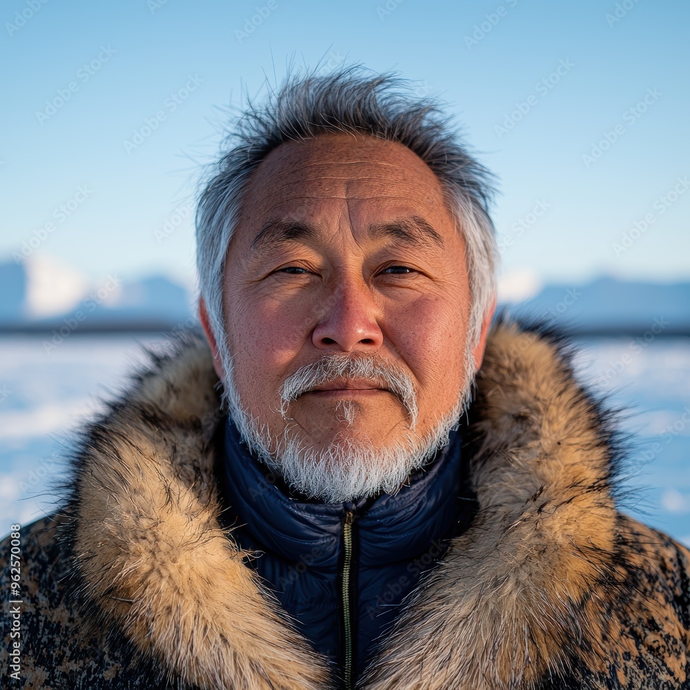 Portrait of an elderly asian man in winter clothing Portrait of an elderly asian man in winter clothing