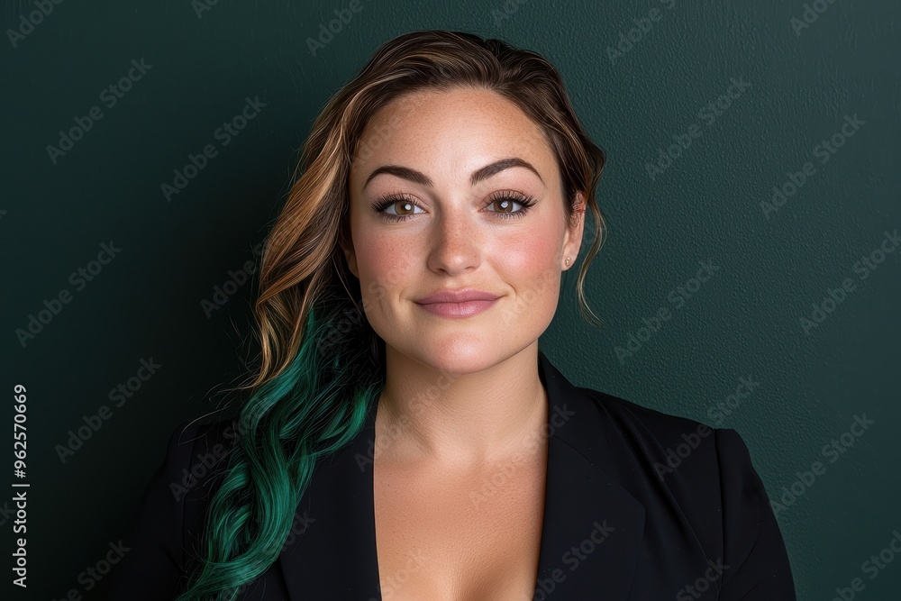 Fototapeta premium Confident young woman with green hair