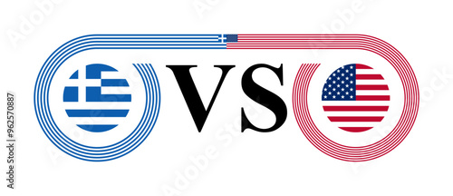 concept between greece vs united states. vector illustration isolated on white background