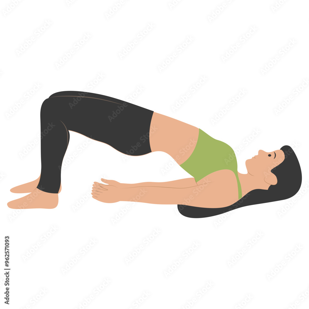 Yoga Pose Girl Cartoon Illustration. Flat Vector Character Design Yoga Pose Girl Cartoon Illustration. Flat Vector Character Design