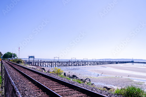 Railway along the White Rock Pier waterfront, Surrey, BC, Canada