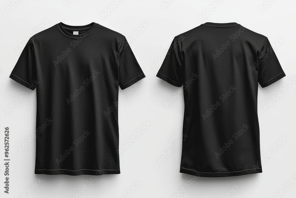 Black Tshirt Mockup Front and Back Isolated created with Generative AI Black Tshirt Mockup Front and Back Isolated created with Generative AI