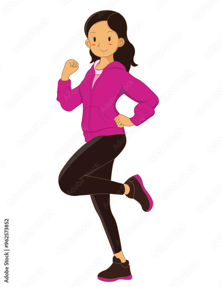 Cartoon character of a running girl. Cartoon character of a running girl.