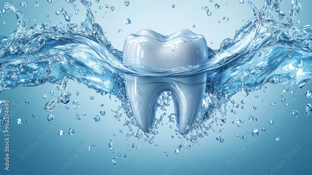 Mouthwash and Mouth Rinse Concept Featuring Isolated White Teeth with ...