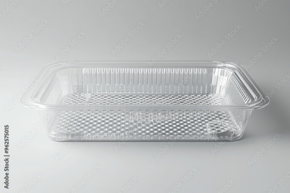 A transparent plastic tray with a woven pattern inside A transparent plastic tray with a woven pattern inside