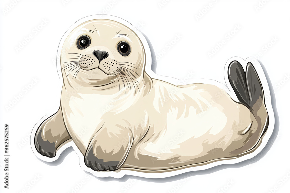 Fototapeta premium seal animal cute wildlife sea marine cartoon illustration ocean playful mammal baby seal animal illustration seal sticker aquatic animal furry creature 