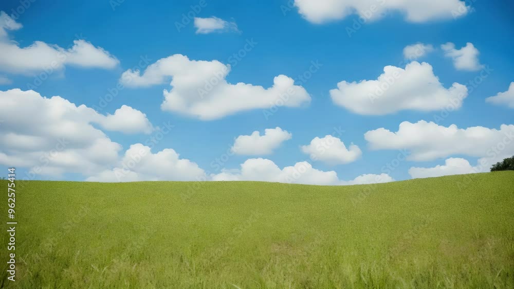 Green Field and Blue Sky with Clouds Background Green Field and Blue Sky with Clouds Background
