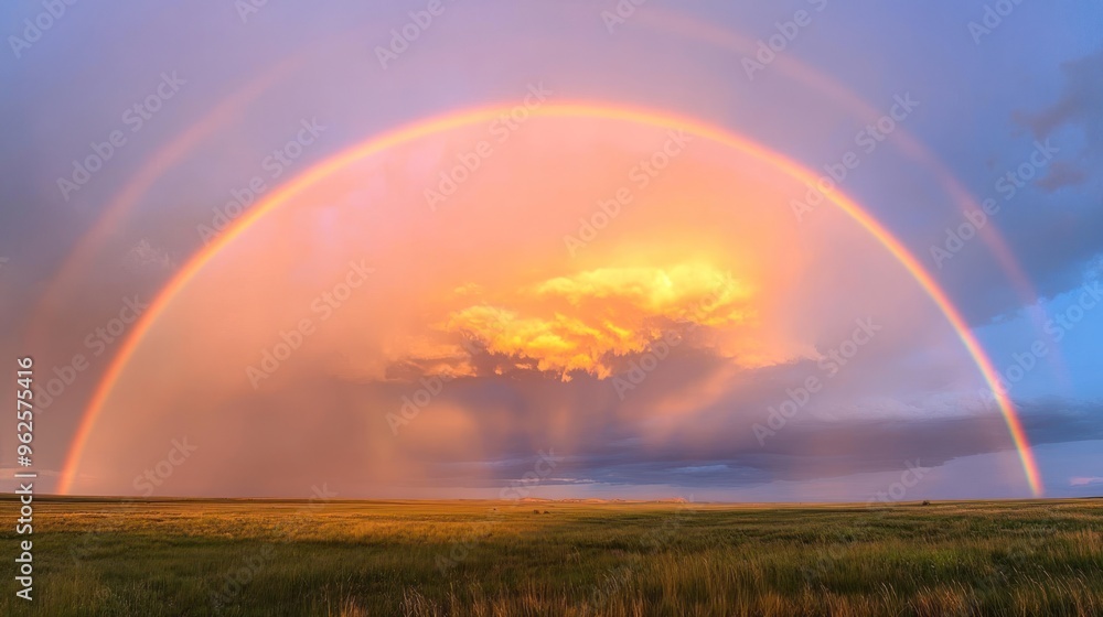 Double Rainbow over a Grassy Field Double Rainbow over a Grassy Field
