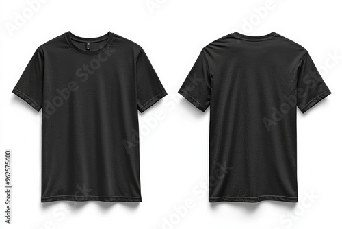 Black Tshirt Mockup Front and Back Isolated created with Generative AI