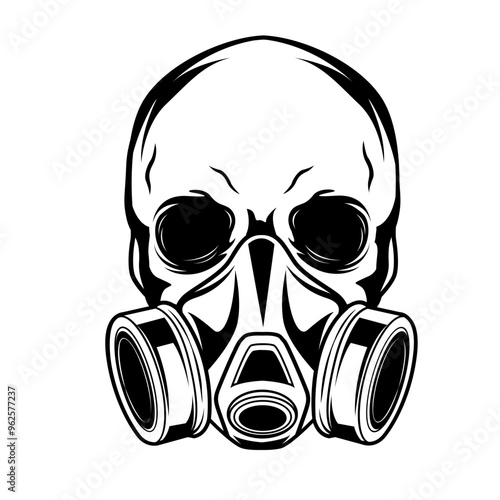 Skull Gas Mask | Death Mask | Skeleton Face | Breathing Apparatus | Toxic Skull | Skeleton Head | Gas Mask | Anti-Gas Mask | Original Illustration | Vector and Clipart | Cutfile and Stencil