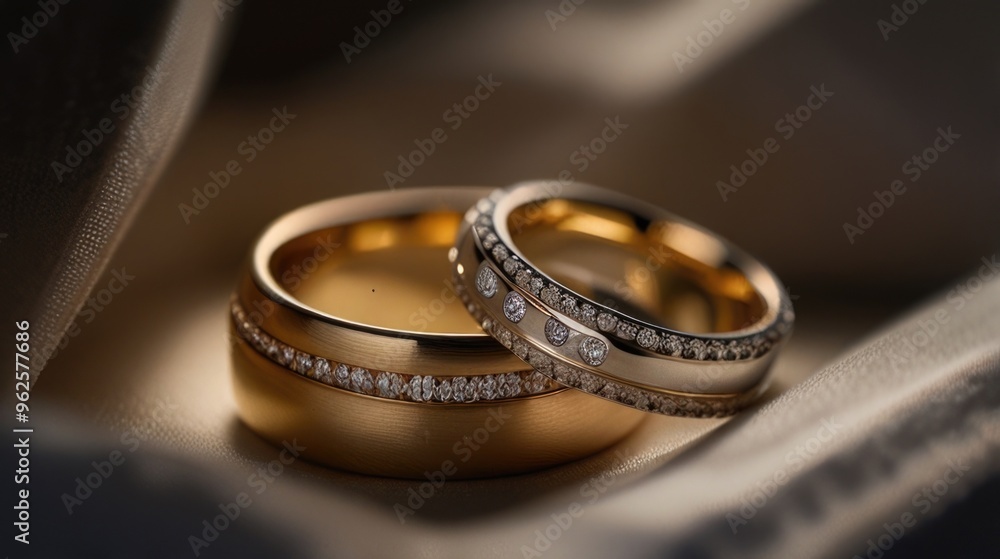 Wedding couple rings over silk fabric Wedding couple rings over silk fabric