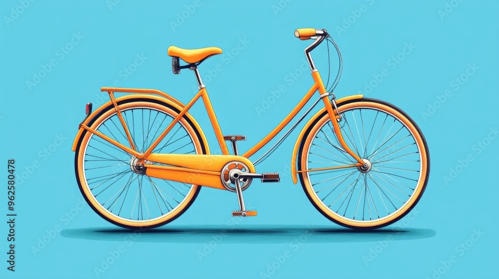 Fototapeta premium A yellow bicycle with a blue background