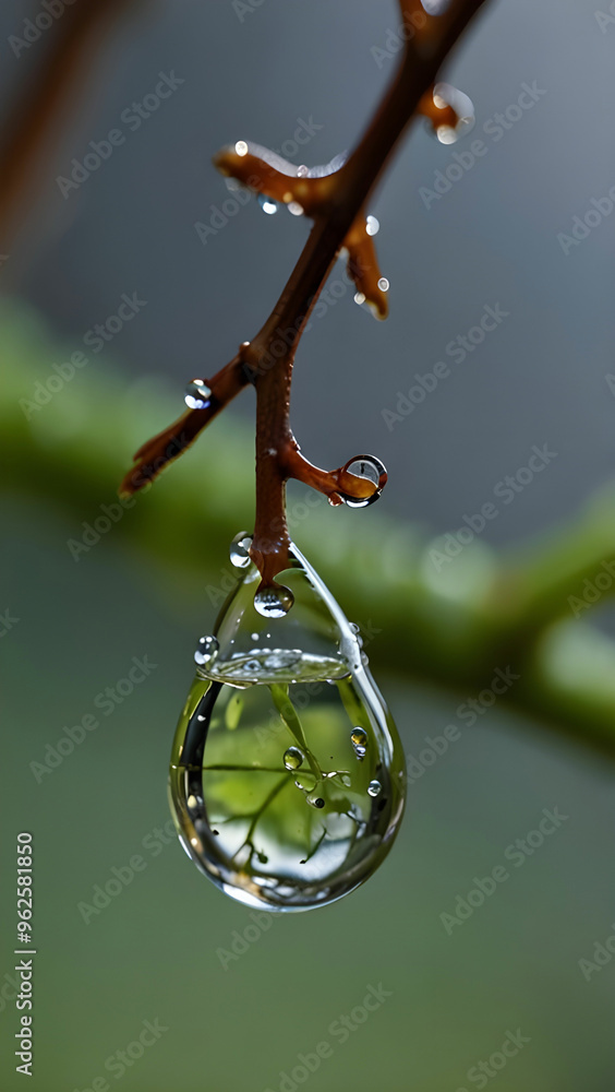 A serene and tranquil scene, of vibrant colors and beautiful surrounding nature in a dew drop. A serene and tranquil scene, of vibrant colors and beautiful surrounding nature in a dew drop.