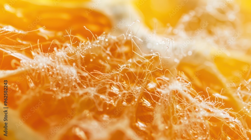 Close-up of Orange Pulp and White Threads Close-up of Orange Pulp and White Threads