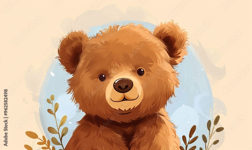 Realistic cartoon avatar of cute brown bear animal on simple minimalist background Generate AI Realistic cartoon avatar of cute brown bear animal on simple minimalist background Generate AI
