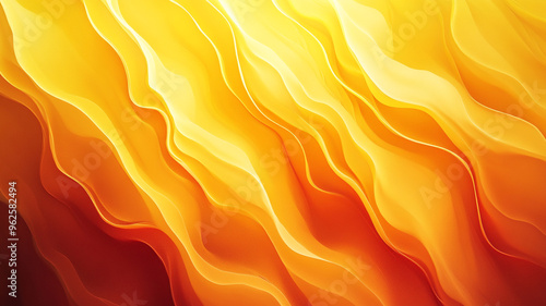 Vibrant abstract illustration showcasing flowing orange and yellow waves on a radiant backdrop