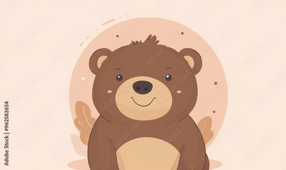 Realistic cartoon avatar of cute brown bear animal on simple minimalist background Generate AI Realistic cartoon avatar of cute brown bear animal on simple minimalist background Generate AI