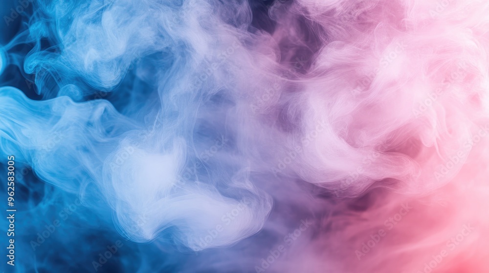 A misty blend of blue, pink, and white smoke creates an elegant, ethereal background perfect for luxury product display A misty blend of blue, pink, and white smoke creates an elegant, ethereal background perfect for luxury product display