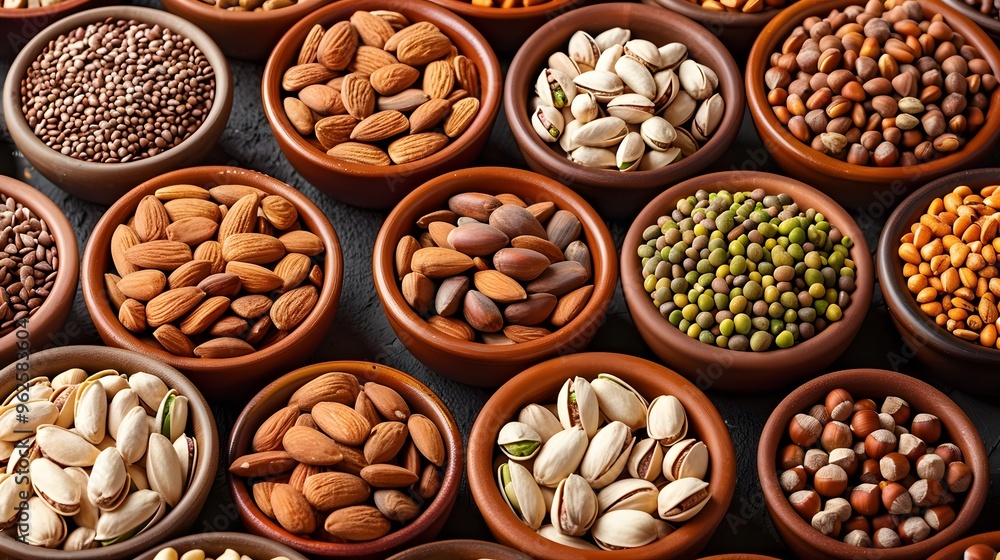 Assortment of Nuts and Seeds in Bowls Assortment of Nuts and Seeds in Bowls