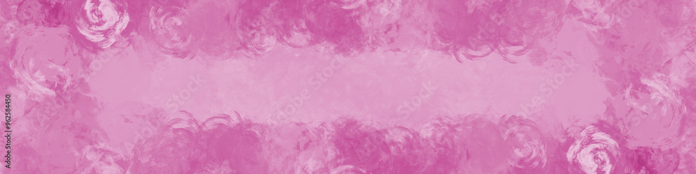 Obraz premium ピンクの横長のシンプルなイラストフレーム