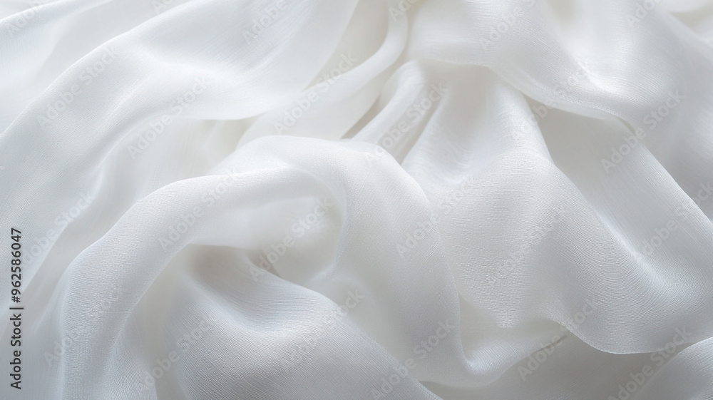 Fototapeta premium Delicate white silk fabric draping softly in natural light, creating a serene ambiance