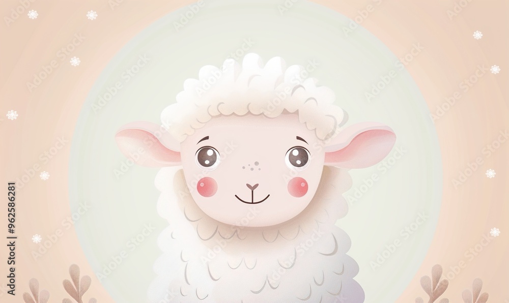 Realistic cartoon avatar of cute sheep animal on simple minimalist background Generate AI Realistic cartoon avatar of cute sheep animal on simple minimalist background Generate AI