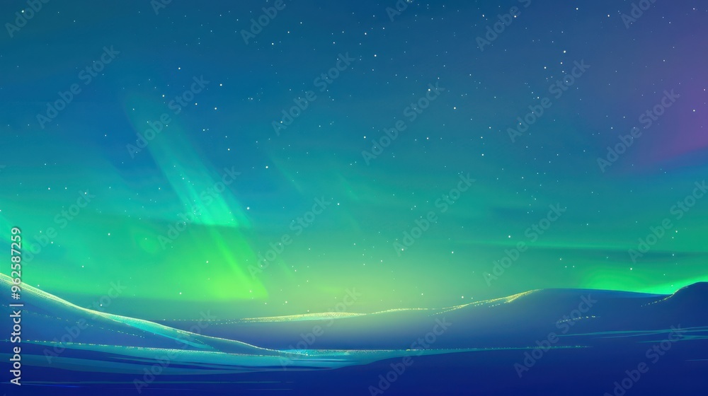 Fototapeta premium Aurora Borealis Over Snowy Landscape