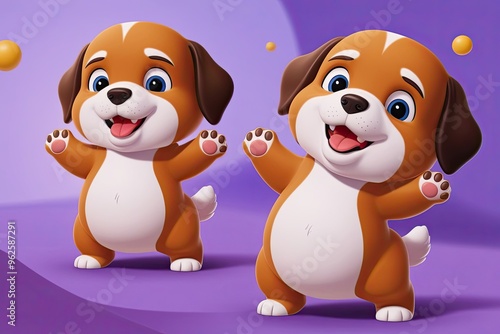 Cheerful Chubby Cartoon Puppy 3D Illustration Eager Standing Pose